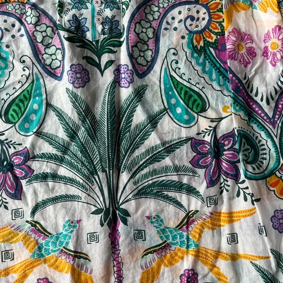 Talbots Peasant Style Top, lightweight material whimsical floral pattern. Sz SP - Picture 2 of 9